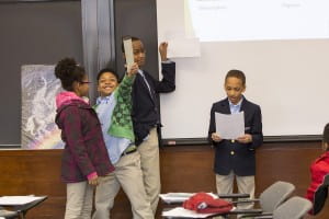 Students from KIPP Triumph acted out a story from Greek mythology during their visit with the Classics Department. (ISP Photo: Barajas)
